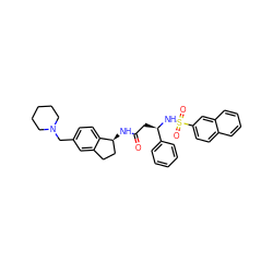 O=C(C[C@@H](NS(=O)(=O)c1ccc2ccccc2c1)c1ccccc1)N[C@H]1CCc2cc(CN3CCCCC3)ccc21 ZINC000038151297