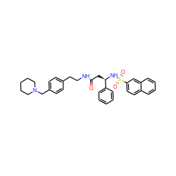 O=C(C[C@@H](NS(=O)(=O)c1ccc2ccccc2c1)c1ccccc1)NCCc1ccc(CN2CCCCC2)cc1 ZINC000038151302