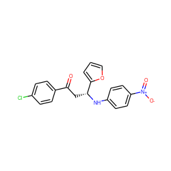 O=C(C[C@@H](Nc1ccc([N+](=O)[O-])cc1)c1ccco1)c1ccc(Cl)cc1 ZINC000049799626