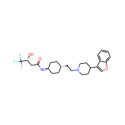 O=C(C[C@@H](O)C(F)(F)F)N[C@H]1CC[C@H](CCN2CCC(c3coc4ccccc34)CC2)CC1 ZINC000261160517