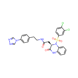 O=C(C[C@@H]1C(=O)Nc2ccccc2N1S(=O)(=O)c1ccc(Cl)c(Cl)c1)NCCc1ccc(-n2cnnc2)cc1 ZINC000028459222