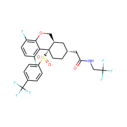 O=C(C[C@@H]1CC[C@@]2(S(=O)(=O)c3ccc(C(F)(F)F)cc3)c3c(F)ccc(F)c3OC[C@H]2C1)NCC(F)(F)F ZINC000043154113