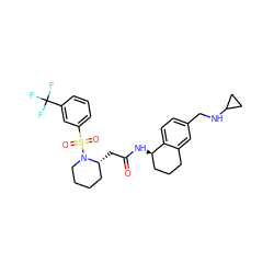 O=C(C[C@@H]1CCCCN1S(=O)(=O)c1cccc(C(F)(F)F)c1)N[C@@H]1CCCc2cc(CNC3CC3)ccc21 ZINC000028572642