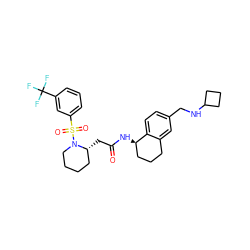 O=C(C[C@@H]1CCCCN1S(=O)(=O)c1cccc(C(F)(F)F)c1)N[C@@H]1CCCc2cc(CNC3CCC3)ccc21 ZINC000028572594