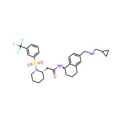 O=C(C[C@@H]1CCCCN1S(=O)(=O)c1cccc(C(F)(F)F)c1)N[C@@H]1CCCc2cc(CNCC3CC3)ccc21 ZINC000036161387