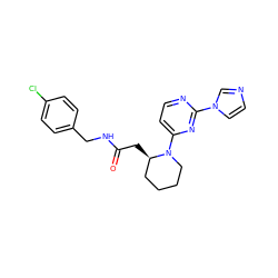 O=C(C[C@@H]1CCCCN1c1ccnc(-n2ccnc2)n1)NCc1ccc(Cl)cc1 ZINC000035274929