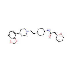 O=C(C[C@@H]1CCCCO1)N[C@H]1CC[C@H](CCN2CCC(c3cccc4c3OCO4)CC2)CC1 ZINC000261179675