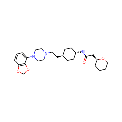 O=C(C[C@@H]1CCCCO1)N[C@H]1CC[C@H](CCN2CCN(c3cccc4c3OCO4)CC2)CC1 ZINC000261167794