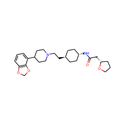 O=C(C[C@@H]1CCCO1)N[C@H]1CC[C@H](CCN2CCC(c3cccc4c3OCO4)CC2)CC1 ZINC000261130612