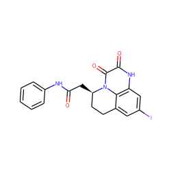 O=C(C[C@@H]1CCc2cc(I)cc3[nH]c(=O)c(=O)n1c23)Nc1ccccc1 ZINC000029325230