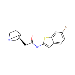 O=C(C[C@@H]1CN2CCC1CC2)Nc1cc2ccc(Br)cc2s1 ZINC000003818273