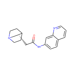 O=C(C[C@@H]1CN2CCC1CC2)Nc1ccc2cccnc2c1 ZINC000003818274