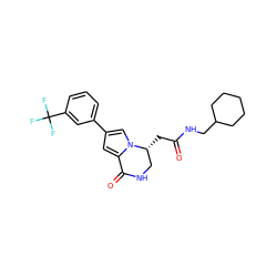 O=C(C[C@@H]1CNC(=O)c2cc(-c3cccc(C(F)(F)F)c3)cn21)NCC1CCCCC1 ZINC000169332453