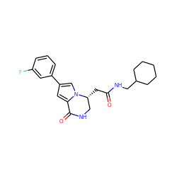 O=C(C[C@@H]1CNC(=O)c2cc(-c3cccc(F)c3)cn21)NCC1CCCCC1 ZINC000169332459