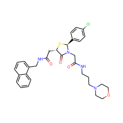 O=C(C[C@@H]1S[C@@H](c2ccc(Cl)cc2)N(CC(=O)NCCCN2CCOCC2)C1=O)NCc1cccc2ccccc12 ZINC000029388488