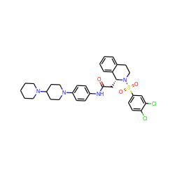 O=C(C[C@@H]1c2ccccc2CCN1S(=O)(=O)c1ccc(Cl)c(Cl)c1)Nc1ccc(N2CCC(N3CCCCC3)CC2)cc1 ZINC000084635396