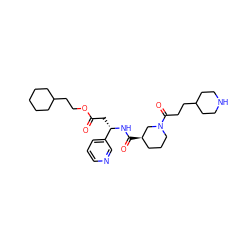 O=C(C[C@H](NC(=O)[C@@H]1CCCN(C(=O)CCC2CCNCC2)C1)c1cccnc1)OCCC1CCCCC1 ZINC000013803248