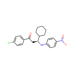 O=C(C[C@H](Nc1ccc([N+](=O)[O-])cc1)C1CCCCC1)c1ccc(Cl)cc1 ZINC000049853592