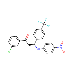 O=C(C[C@H](Nc1ccc([N+](=O)[O-])cc1)c1ccc(C(F)(F)F)cc1)c1cccc(Cl)c1 ZINC000049799611