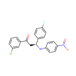 O=C(C[C@H](Nc1ccc([N+](=O)[O-])cc1)c1ccc(F)cc1)c1cccc(Cl)c1 ZINC000049722943