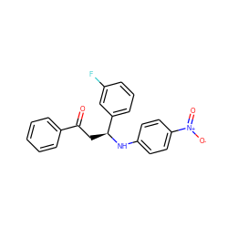 O=C(C[C@H](Nc1ccc([N+](=O)[O-])cc1)c1cccc(F)c1)c1ccccc1 ZINC000049816766