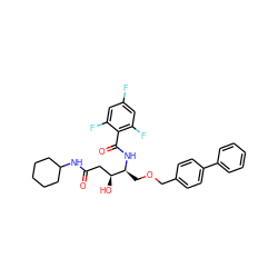 O=C(C[C@H](O)[C@H](COCc1ccc(-c2ccccc2)cc1)NC(=O)c1c(F)cc(F)cc1F)NC1CCCCC1 ZINC000028469169