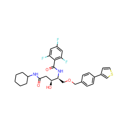 O=C(C[C@H](O)[C@H](COCc1ccc(-c2ccsc2)cc1)NC(=O)c1c(F)cc(F)cc1F)NC1CCCCC1 ZINC000028466330