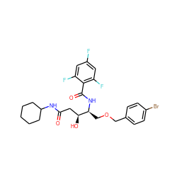 O=C(C[C@H](O)[C@H](COCc1ccc(Br)cc1)NC(=O)c1c(F)cc(F)cc1F)NC1CCCCC1 ZINC000014945932