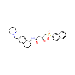 O=C(C[C@H](O)CS(=O)(=O)c1ccc2ccccc2c1)N[C@@H]1CCCc2cc(CN3CCCCC3)ccc21 ZINC000038212147