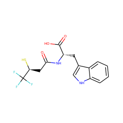 O=C(C[C@H](S)C(F)(F)F)N[C@@H](Cc1c[nH]c2ccccc12)C(=O)O ZINC000043121028