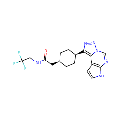 O=C(C[C@H]1CC[C@@H](c2nnn3cnc4[nH]ccc4c23)CC1)NCC(F)(F)F ZINC001772622161