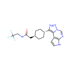 O=C(C[C@H]1CC[C@H](c2nnn3cnc4[nH]ccc4c23)CC1)NCC(F)(F)F ZINC001772584099