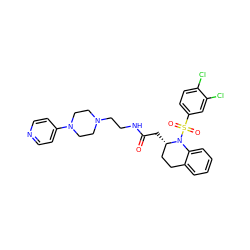 O=C(C[C@H]1CCc2ccccc2N1S(=O)(=O)c1ccc(Cl)c(Cl)c1)NCCN1CCN(c2ccncc2)CC1 ZINC000084634980