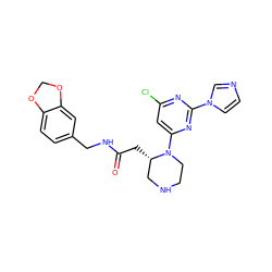 O=C(C[C@H]1CNCCN1c1cc(Cl)nc(-n2ccnc2)n1)NCc1ccc2c(c1)OCO2 ZINC000029341813