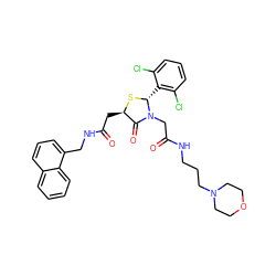 O=C(C[C@H]1S[C@H](c2c(Cl)cccc2Cl)N(CC(=O)NCCCN2CCOCC2)C1=O)NCc1cccc2ccccc12 ZINC000029393201