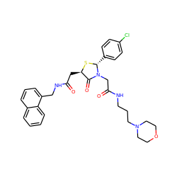 O=C(C[C@H]1S[C@H](c2ccc(Cl)cc2)N(CC(=O)NCCCN2CCOCC2)C1=O)NCc1cccc2ccccc12 ZINC000029388500