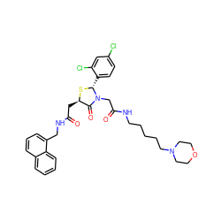 O=C(C[C@H]1S[C@H](c2ccc(Cl)cc2Cl)N(CC(=O)NCCCCCN2CCOCC2)C1=O)NCc1cccc2ccccc12 ZINC000029342531