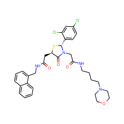 O=C(C[C@H]1S[C@H](c2ccc(Cl)cc2Cl)N(CC(=O)NCCCCN2CCOCC2)C1=O)NCc1cccc2ccccc12 ZINC000029390944