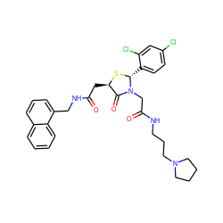 O=C(C[C@H]1S[C@H](c2ccc(Cl)cc2Cl)N(CC(=O)NCCCN2CCCC2)C1=O)NCc1cccc2ccccc12 ZINC000029392644