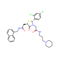 O=C(C[C@H]1S[C@H](c2ccc(Cl)cc2Cl)N(CC(=O)NCCCN2CCCCC2)C1=O)NCc1cccc2ccccc12 ZINC000029391592