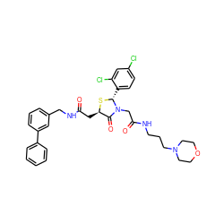 O=C(C[C@H]1S[C@H](c2ccc(Cl)cc2Cl)N(CC(=O)NCCCN2CCOCC2)C1=O)NCc1cccc(-c2ccccc2)c1 ZINC000029392198