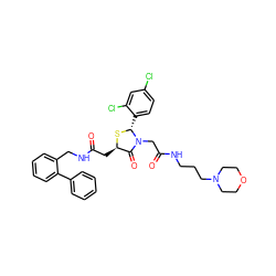 O=C(C[C@H]1S[C@H](c2ccc(Cl)cc2Cl)N(CC(=O)NCCCN2CCOCC2)C1=O)NCc1ccccc1-c1ccccc1 ZINC000029392527