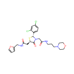 O=C(C[C@H]1S[C@H](c2ccc(Cl)cc2Cl)N(CC(=O)NCCCN2CCOCC2)C1=O)NCc1ccco1 ZINC000029344243