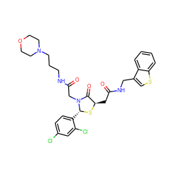 O=C(C[C@H]1S[C@H](c2ccc(Cl)cc2Cl)N(CC(=O)NCCCN2CCOCC2)C1=O)NCc1csc2ccccc12 ZINC000029396186