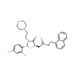 O=C(C[C@H]1S[C@H](c2ccc(Cl)cc2Cl)N(CCN2CCOCC2)C1=O)NCc1cccc2ccccc12 ZINC000029388536