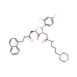 O=C(C[C@H]1S[C@H](c2ccc(F)cc2F)N(CC(=O)NCCCN2CCOCC2)C1=O)NCc1cccc2ccccc12 ZINC000029391951