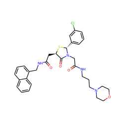 O=C(C[C@H]1S[C@H](c2cccc(Cl)c2)N(CC(=O)NCCCN2CCOCC2)C1=O)NCc1cccc2ccccc12 ZINC000029390163