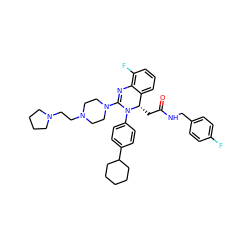 O=C(C[C@H]1c2cccc(F)c2N=C(N2CCN(CCN3CCCC3)CC2)N1c1ccc(C2CCCCC2)cc1)NCc1ccc(F)cc1 ZINC001772604225