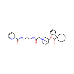 O=C(C[N+]12CCC(CC1)[C@@H](OC(=O)C1(C3=CC=CC3)CCCCCC1)C2)NCCCNC(=O)c1ccccn1 ZINC000103278226