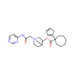 O=C(C[N+]12CCC(CC1)[C@@H](OC(=O)C1(C3=CC=CC3)CCCCCC1)C2)Nc1ccncn1 ZINC000103290292